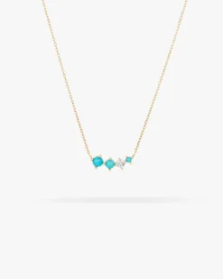 Graduated Turquoise & Diamond Curve Necklace