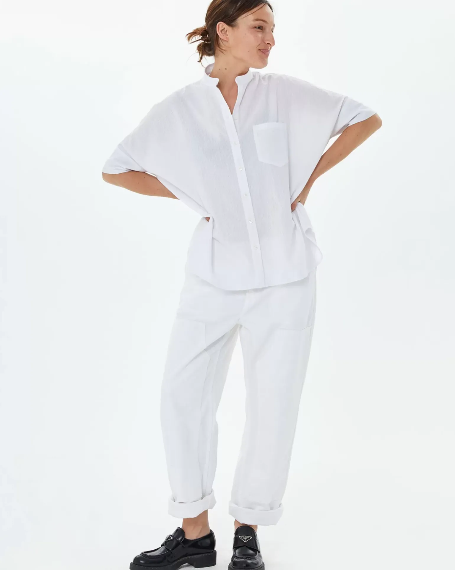 Oversized Stand Collar Shirt