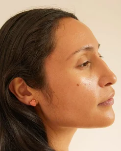 Stone Heart Stud Earrings