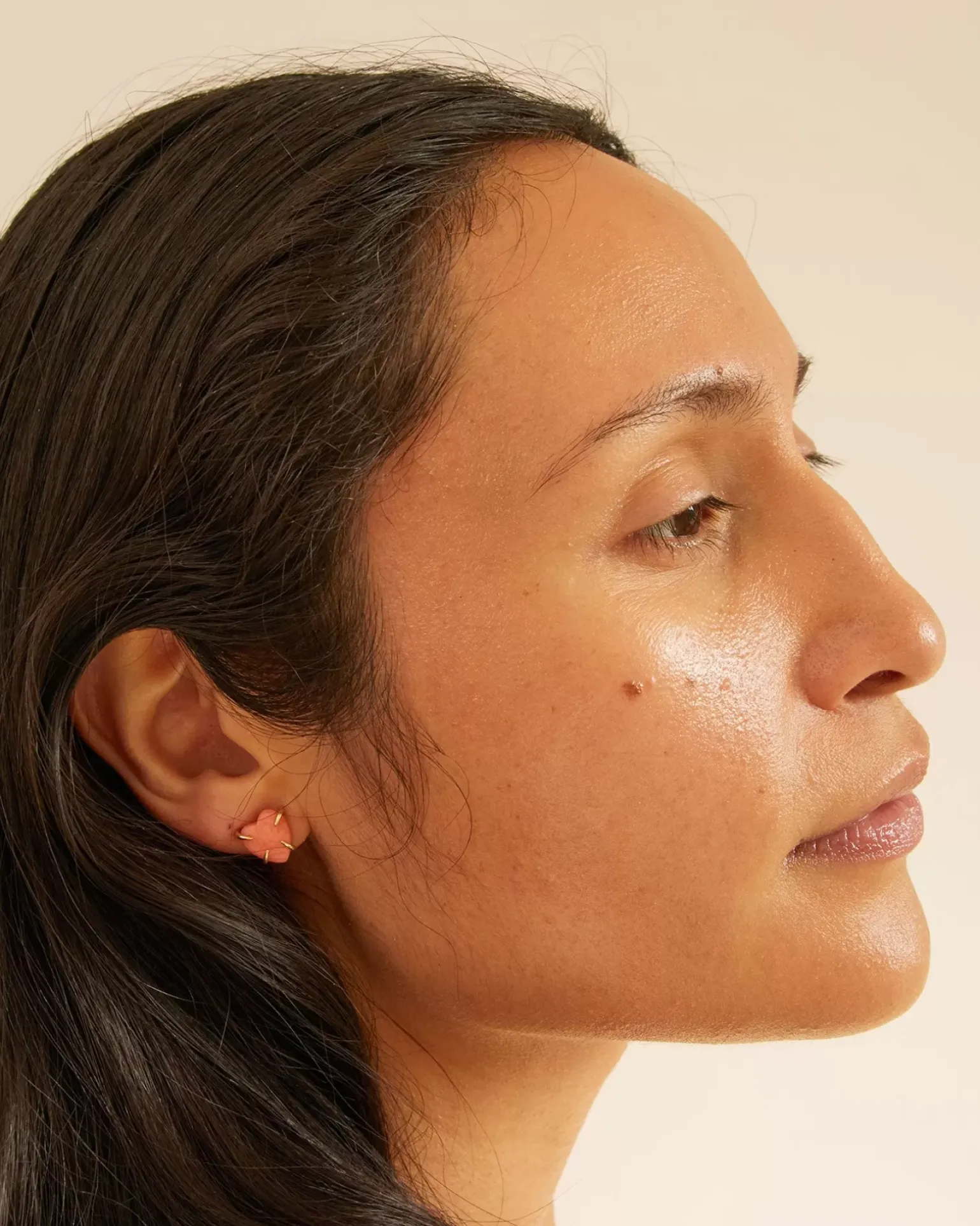 Stone Heart Stud Earrings